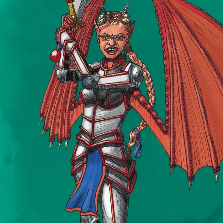 A further exploration of the current coloring style I'm learning. This time on my a drawing of my OC #DnD character: Red (Dusk Blade / Dragon Disciple) #ttrpg #drawing