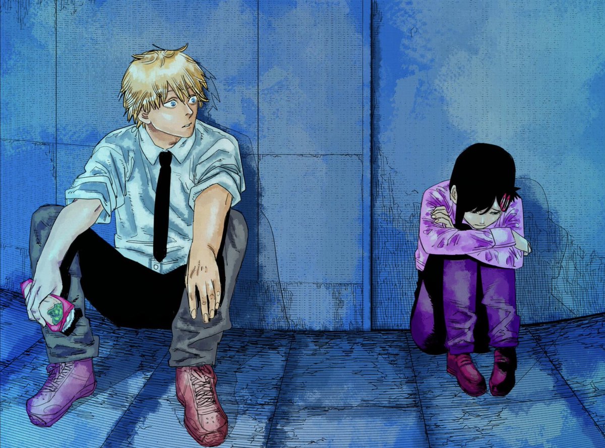 Reef_Color's tweet photo. The only two left behind... #mangacoloring #csm92 #chainsawman #csm #denji #kobeni #chainsawman92 https://t.co/2PCL5hE6BW