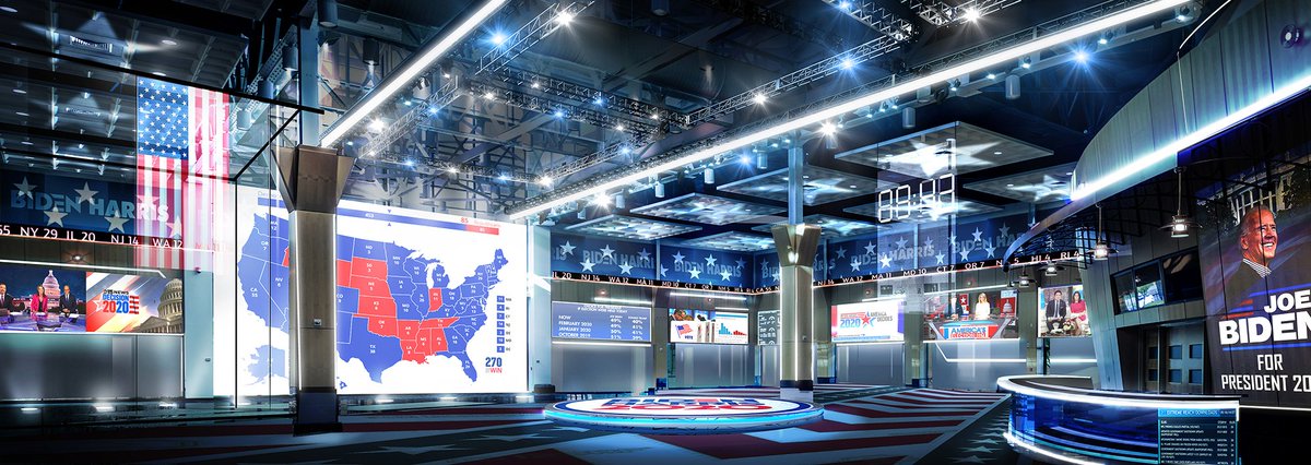 DesignAdaptive's tweet image. Huge thanks to production designer Bruce Rodgers - for allowing us to be a part of history by making us a part of his "Tribe" on this project. 
#renderingservices #environmentaldesign #broadcastdesign #bidenharris2020