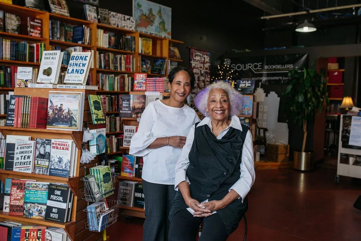 Jones, pictured here with her daughter, worked for Detroit Public Schools for 42 years before running the bookstore that features non-fiction titles from history & culture to cookbooks to health, spirituality, & well being.