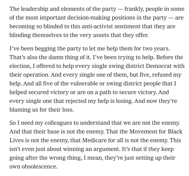 This part of the interview really hits home. instead of engaging & welcoming the grassroots, our BK Dem Party is instead is pursuing the appeal of a lawsuit in order to NOT hold the organizing meeting rn. after members gave a proposed plan! to help!  https://bklyner.com/judge-rules-brooklyn-democratic-party-violated-the-law-by-canceling-county-committee-meeting/