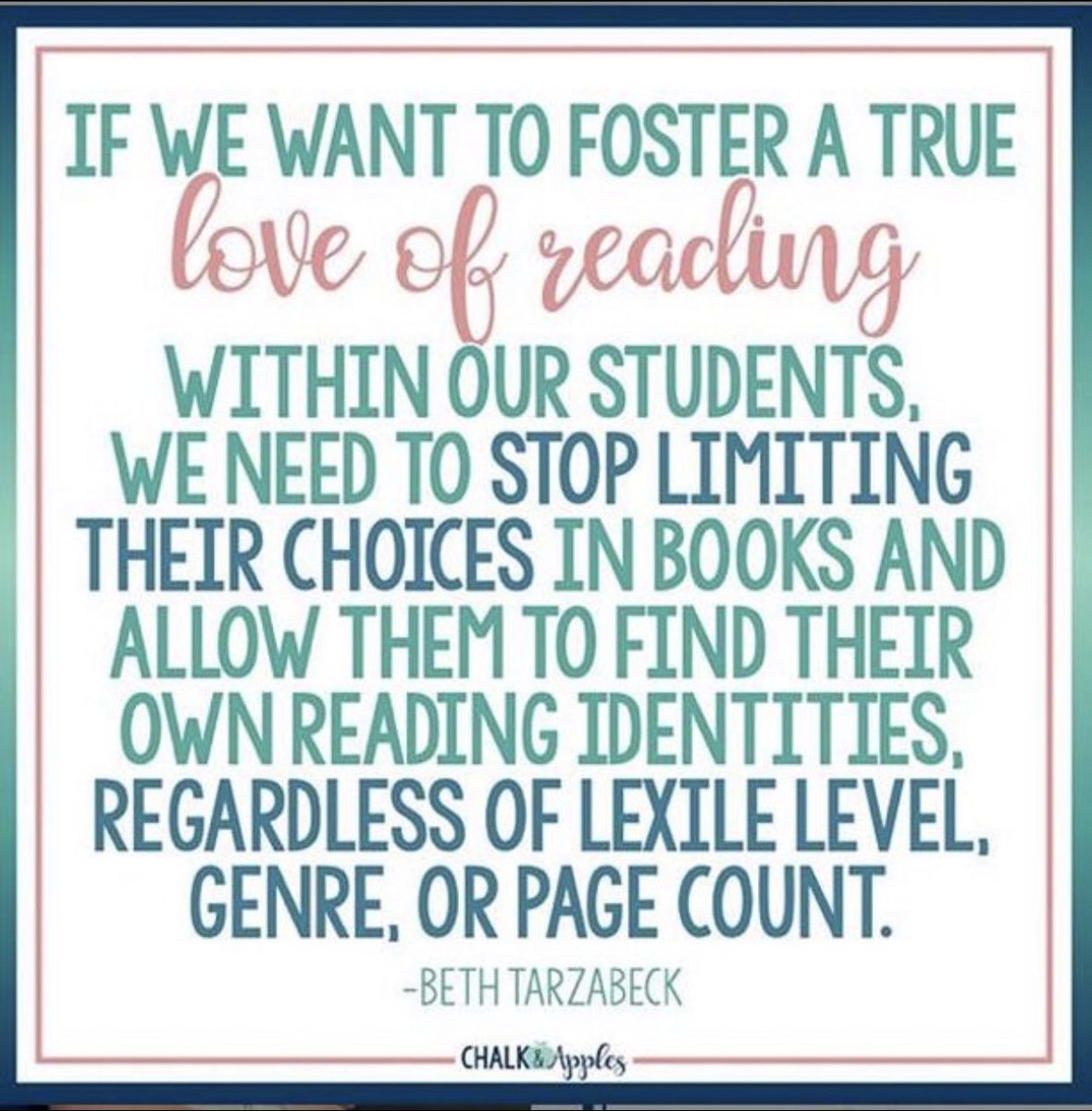 MissHTeaches3rd's tweet photo. I struggle with this as a teacher and lover of reading. Do we make them read within their level? Fill out reading logs for accountability? Or does that take the joy away? I read Harry Potter in 4th grade and it sure wasn’t my level but I LOVED it! #teacherthoughts #d123 #swd123 https://t.co/T57rTJkg0F