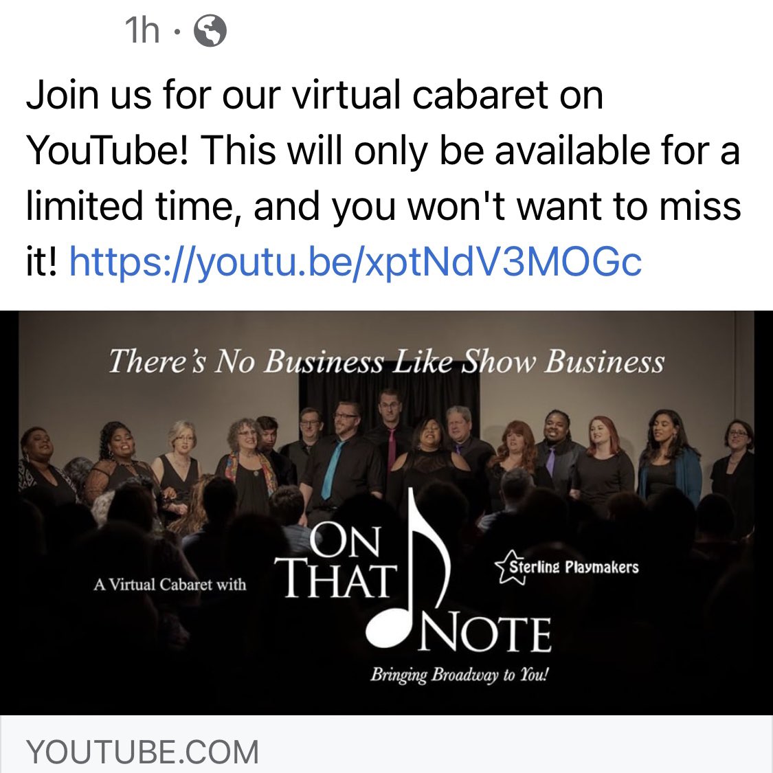 Don’t miss our Virtual Cabaret, ‘There’s No Business Like Show Business’, available for a limited time on YouTube! youtu.be/xptNdV3MOGc #virtualcabaret #showtunes #bringingbroadwaytoyou #communitytheatre  #musicaltheatre #localentertainment #loudouncountyva #sterlingva