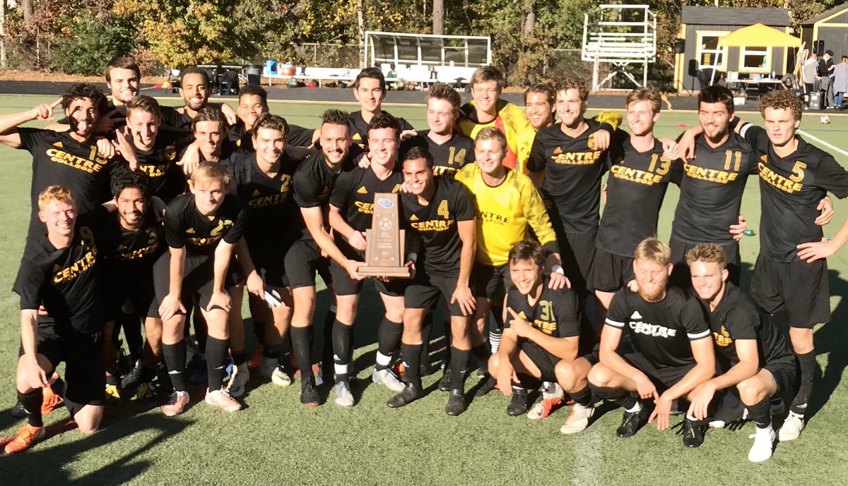 CentreSoccer's tweet photo. For the ‘16, ‘17, ‘18, ‘19 seasons we have spent this weekend playing in the @SAA_Sports Semi’s & Finals at Oglethorpe, winning 3 🏆’s. #CentreSoccer went 7-1 during this stretch playing at our home away from home! #CarsonApproved #WeWin https://t.co/OLrTXIXvQf