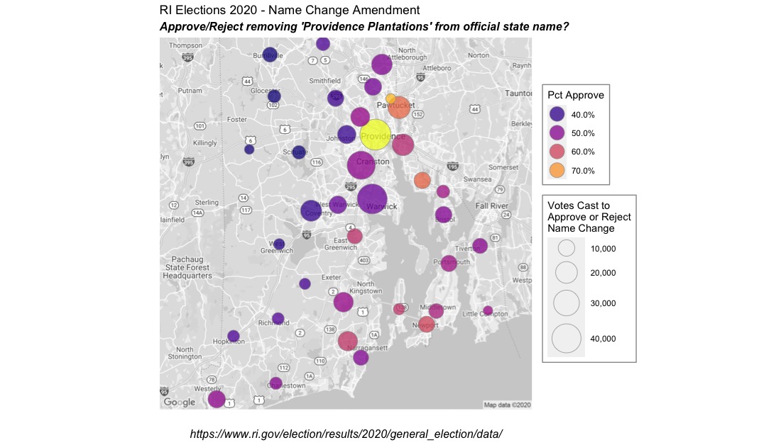 jsrichardson9's tweet photo. Remarkable how strongly these are correlated: @IanDon @steveahlquist @BillBartholomew @ScotMackRI 

Left map: RI Name Change Amendment results

Right map: RI Presidential Election results https://t.co/hxGuTcVL8Y