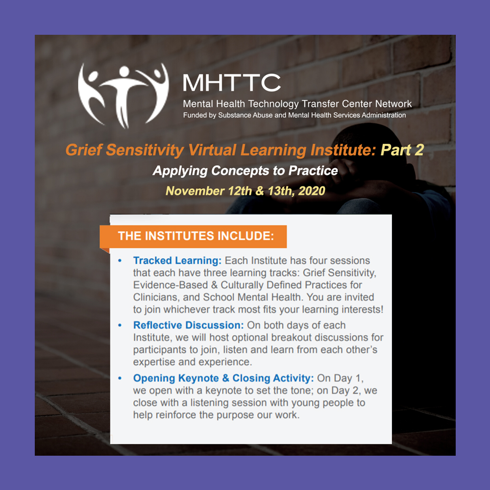 ourhousegrief's tweet image. Join staff from OUR HOUSE Grief Support Center for a virtual #grief sensitivity training with #MHTTC on November 13th. Learn more here: bit.ly/2IgOmjW