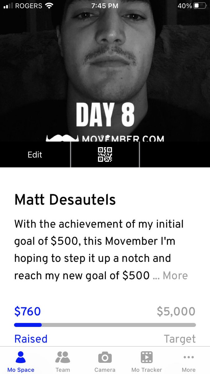 mdesy95's tweet photo. Week 1 in the books, tap the link below if ever you have a few bucks to spare to help me achieve my goal and support men’s health! #Movember 

https://t.co/hGPkTwBl5x https://t.co/PGg4HOiIfw