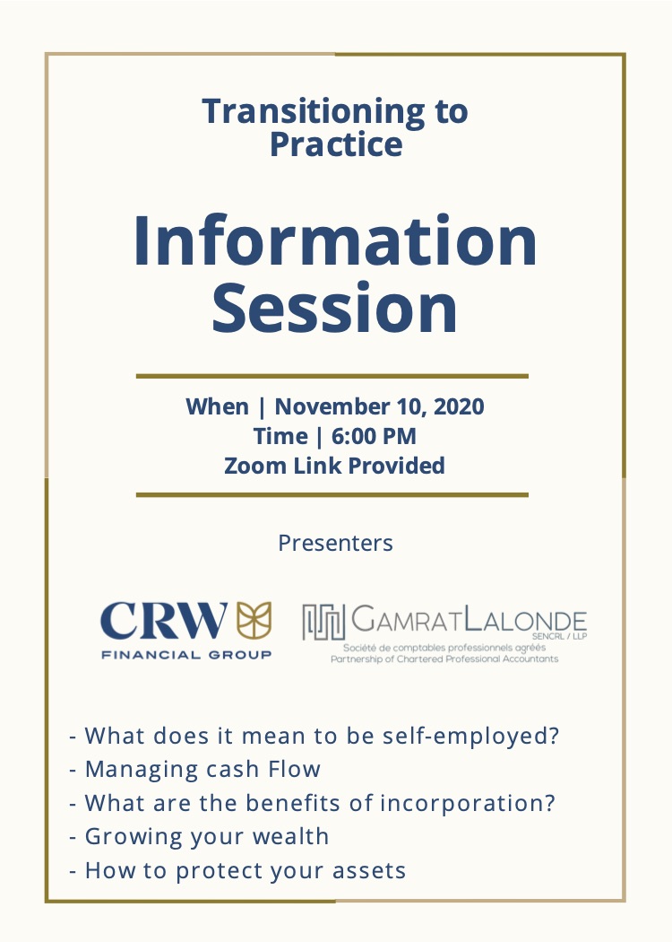 Are you a resident about to graduate in Quebec? Do you have worries about transitioning into practice.... Attend an information session on November 10, 2020 @ 6:00pm
us02web.zoom.us/webinar/regist…