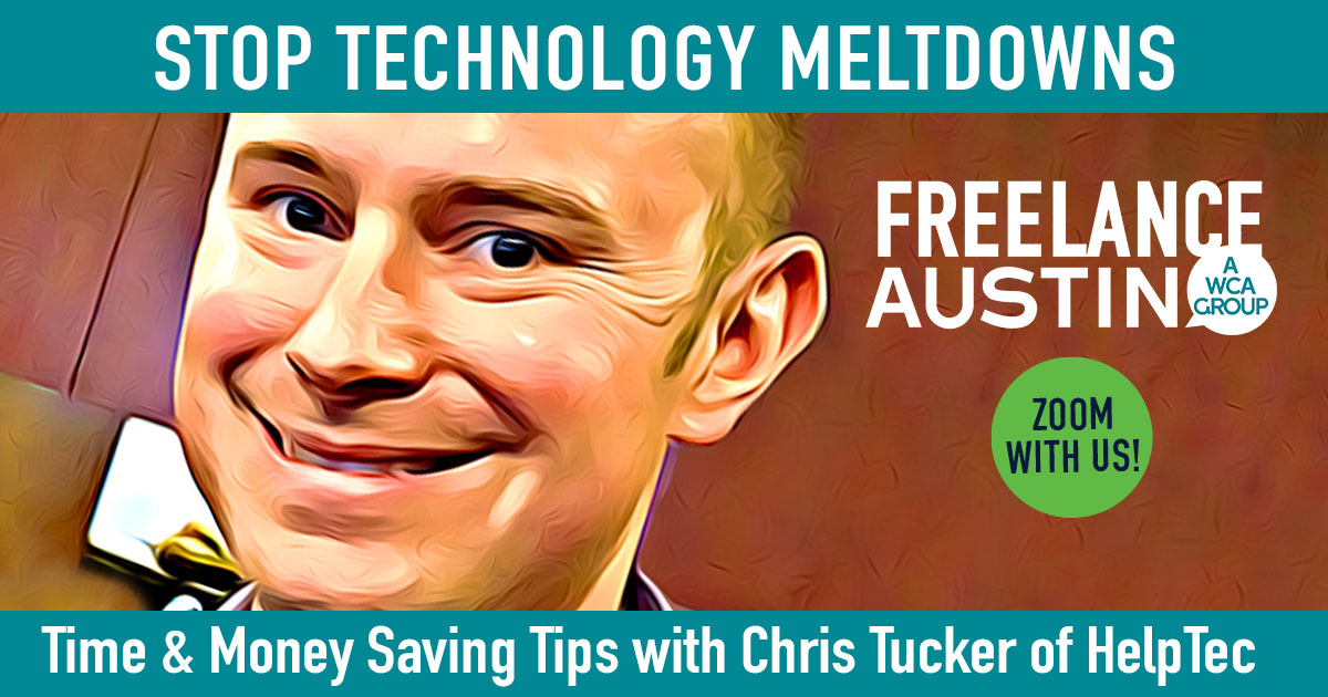 FreelanceAustin's tweet photo. Get more tech savvy at our Nov event! Chris Tucker of @HelpTeq has tips for saving money, keeping your home office humming along Wed 11/11 12-1:30pm Register by 11/10 to get Zoom link https://t.co/MRBb9mno6f https://t.co/nnDG2GFpO7