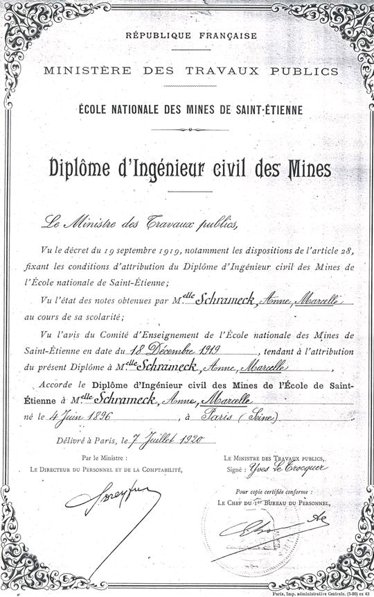 Une superbe archive historisque, le diplôme de Marcelle Schrameck qui fut la 1ère femme diplômée d'une grande école d'ingénieurs 🇫🇷 <a href="/MINES_StEtienne/">MINES Saint-Étienne</a> promotion 1017-1919.
#fierté #womaninspiration #womaninscience 
👇