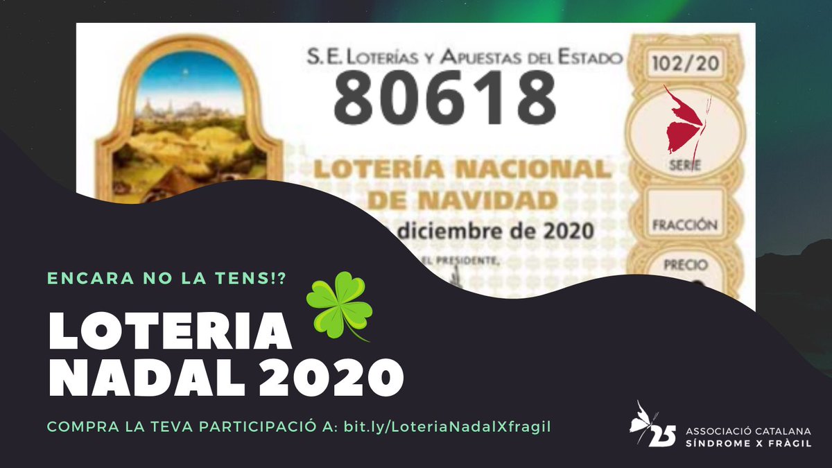 Encara no teniu el número de la sort amb el que juguem aquest any?🍀✨80618✨A l’Associació tenim molta sort amb la loteria, en 2017 i 2018 ens va tocar!, i també tenim bon auguri per a aquest any, Adquireix el teu ➡️ bit.ly/LoteriaNadalXf… Moltes gràcies! 😘#loteria