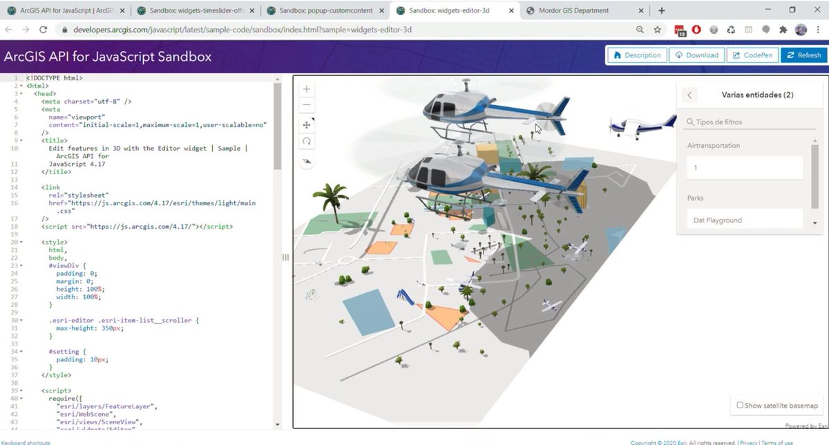 Esri_Spain's tweet photo. 🌍¡Vamos con la nueva #ArcGIS #JavaScript! Nos lo cuentan @IsaacSCastro y @antonio_remirez . #CEsri20 #DataScience #GeoDevelopers https://t.co/eQcOnAW2tl