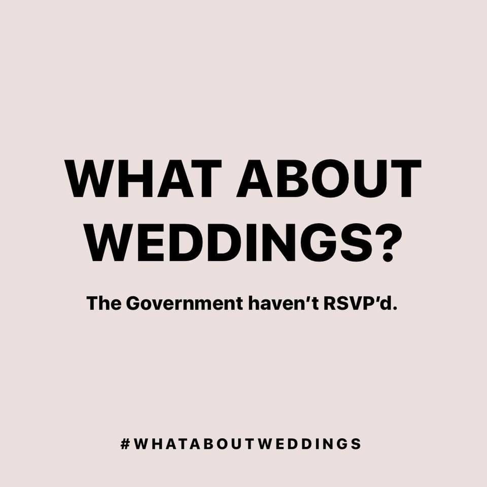 #whataboutweddings <a href="/RishiSunak/">Rishi Sunak</a> <a href="/BorisJohnson/">Boris Johnson</a> <a href="/DavidRutley/">David Rutley</a> We are a sector worth an annual £14.7bn. Other valuable sectors have been given guidance &amp; support, ours hasn’t. You told us ‘no one would be left behind.’ Time to help us catch up.