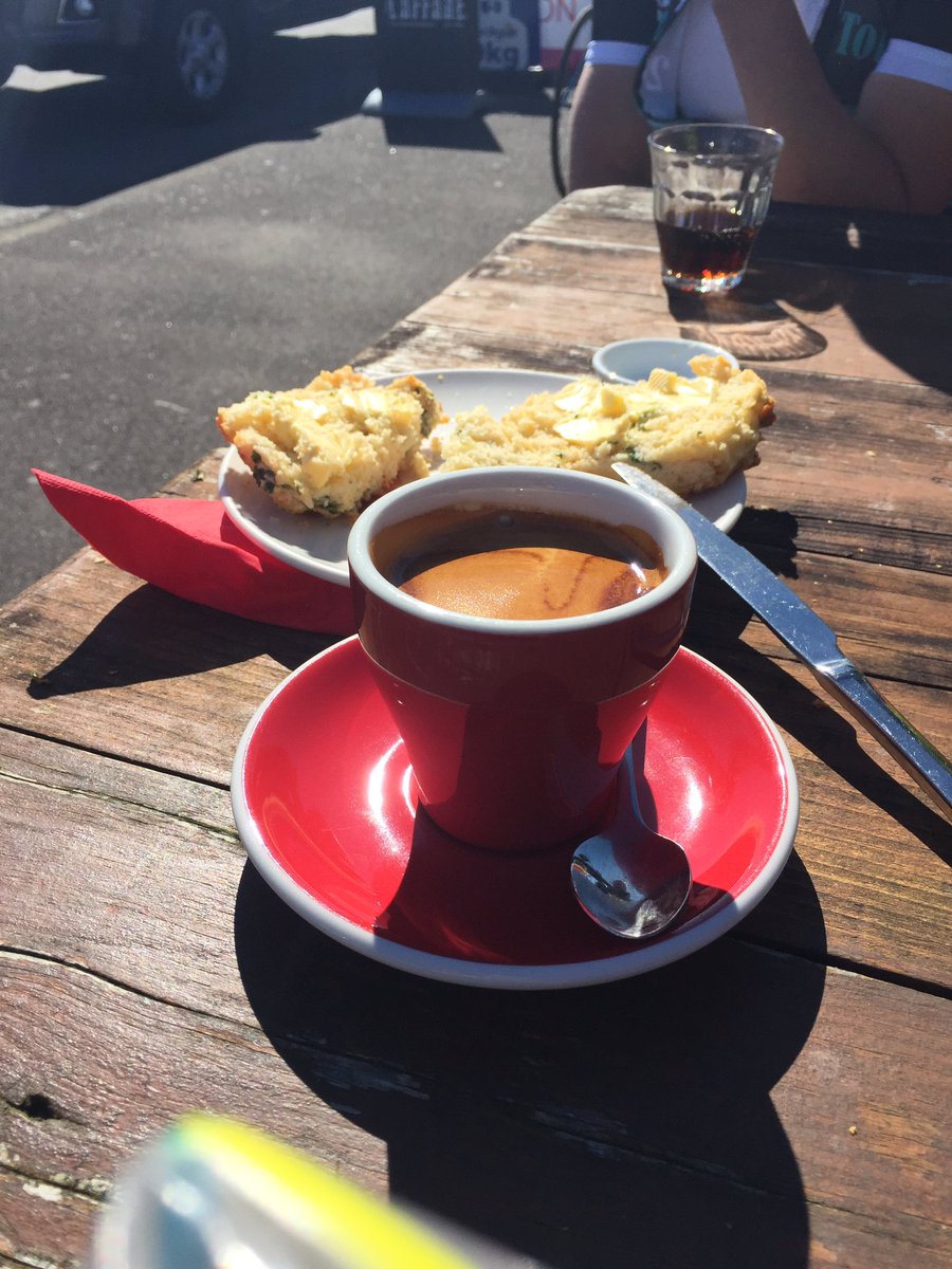 RBlaikie's tweet photo. Coffee ☕️ #5 on #PhantomRide #SouthernAlpsTour

Harihari, Pukeko Store &amp; Cafe. With savoury scone that’s best and freshest on tour so far. #numnum https://t.co/xqtWvL3ZJK