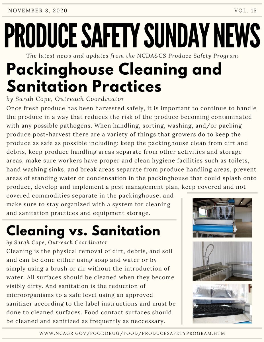 Our Produce Safety Division ensures that NC packinghouses provide safe foods through the implementation of cleaning &amp; sanitation procedures. Did you know that cleaning &amp; sanitation are separate tasks? Check out the graphic below to learn more! #ProduceSafetySunday #NCAgriculture