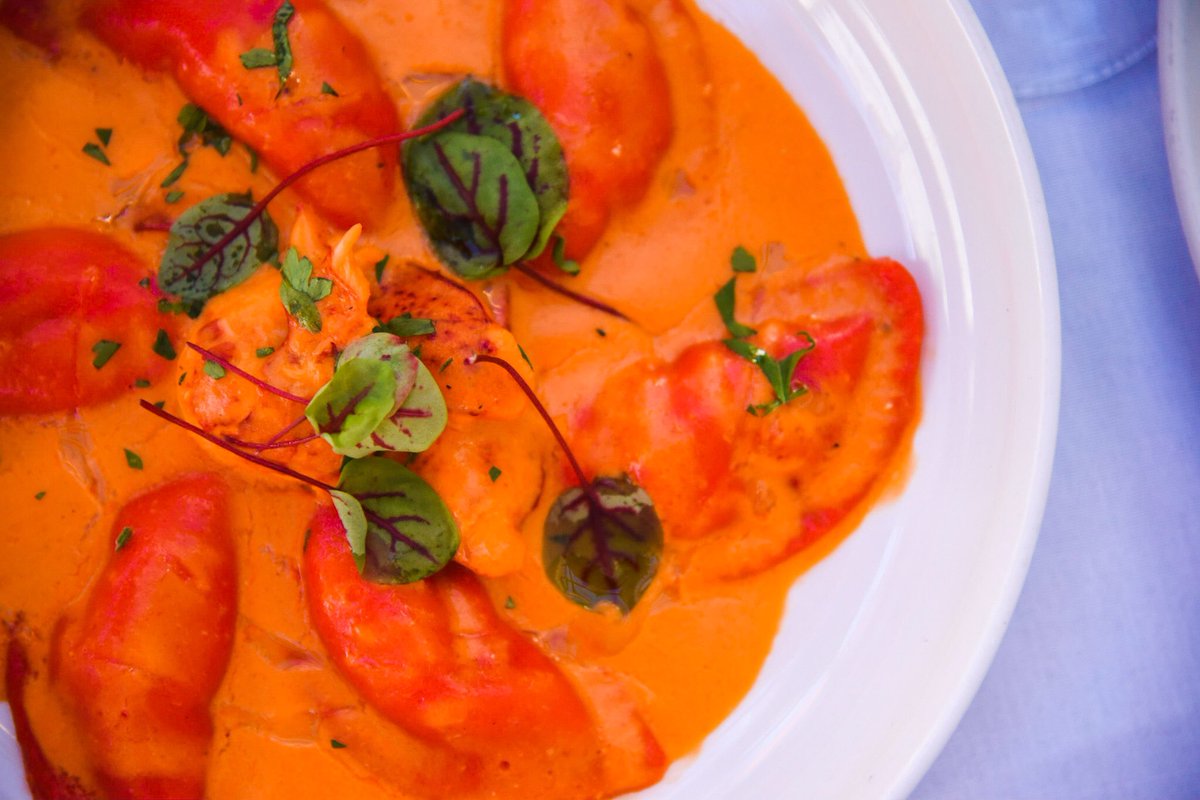 How delicious does this Ravioli All’ Aragosta look? .
.
. Our ravioli is filled with local Lobster, Sherry, Shallots, San Marzano Tomato, and Cream! Come into <a href="/PaneVinoProv/">Pane E Vino</a> for yours tonight