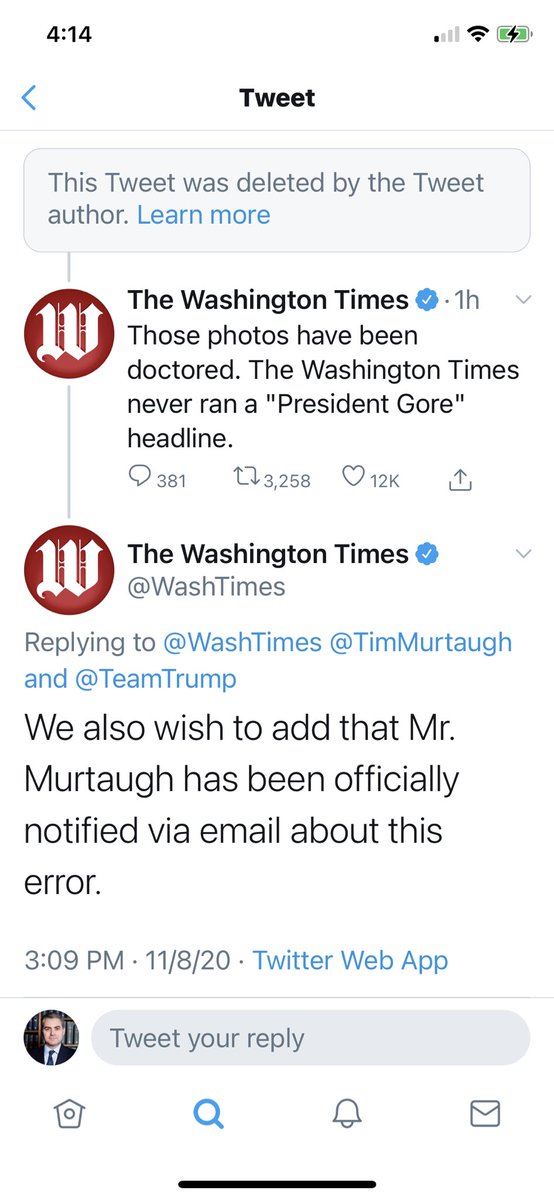 Acosta's tweet image. For younger readers who have been confused by the term “fake news...” this deleted tweet from a Trump campaign spokesman showing a doctored newspaper front page is a textbook example of actual “fake news.” The newspaper corrects the record below...