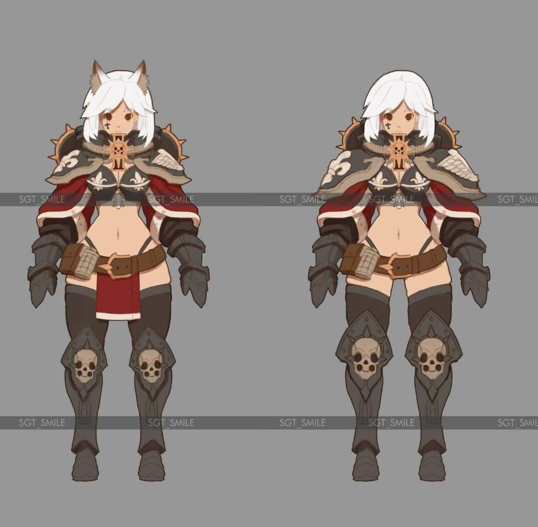 2nd Sister of battle drawing (unarmored and Felinid/catgirl