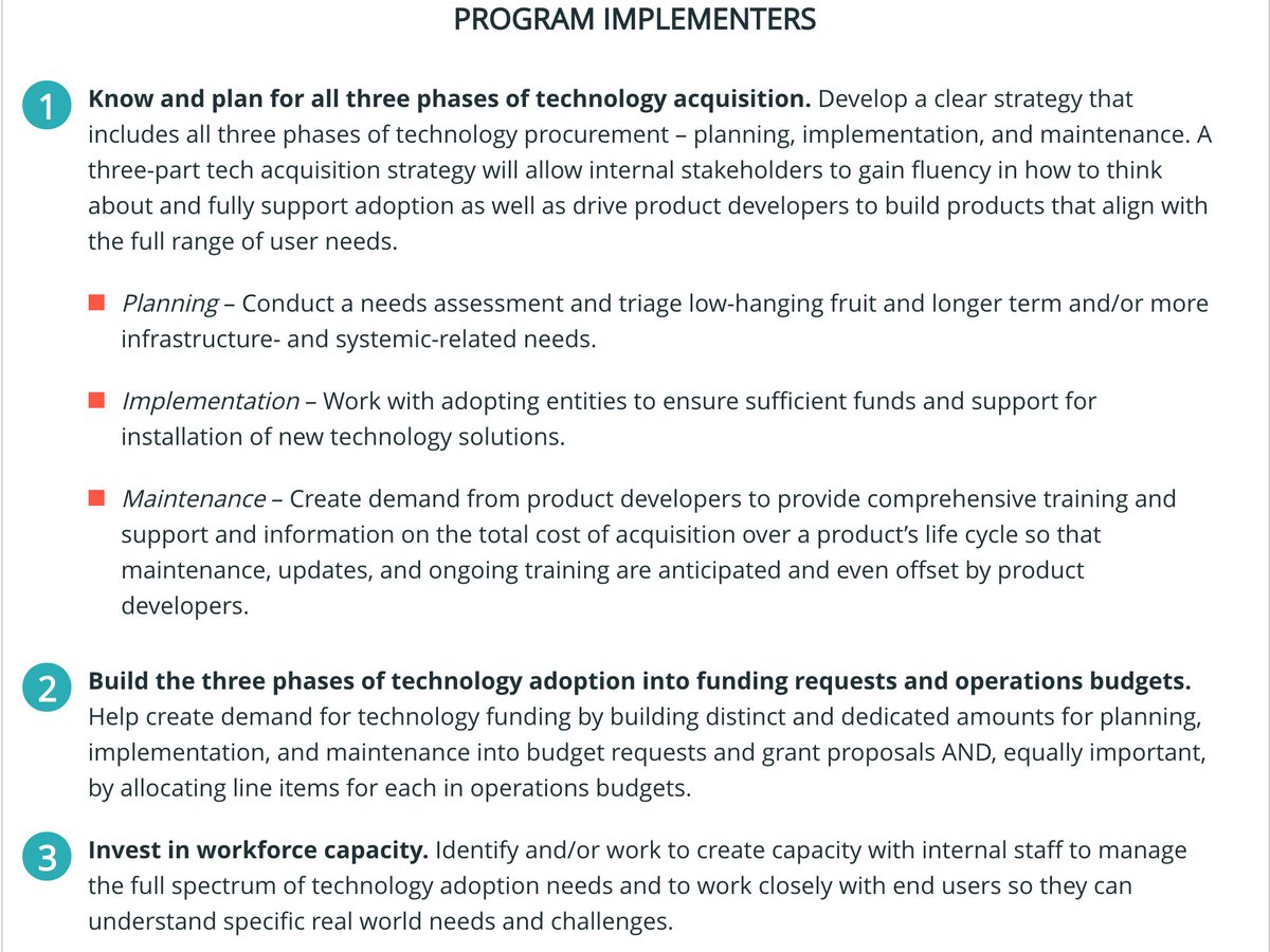 earlylearnlab's tweet photo. What program implementers can do to build a smarter #earlychildhood tech system: Know and plan for planning, implementation, maintenance in tech acquisition; build these three phases into funding request and operations budgets; invest in workforce capacity. #naeycAC #earlyedtech https://t.co/4FWaX5i4Tn