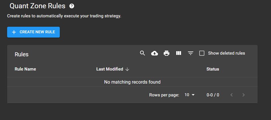 4/25Make sure you are in your subaccount and go to the Quant Zone:  https://ftx.com/quant-zone/rules#a=stocktradesHere we're going to create a series of rules that tell the system when & what we want to buy and sell.For our 4 stocks, we'll have 8 rules in total.