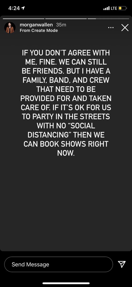 .<a href="/MorganWallen/">morgan wallen</a>’s Instagram story right now is too real.