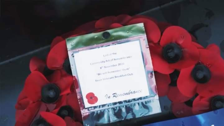 Wreath laying at the memorial in Lawley, Telford on behalf of Telford Armed Forces and Veterans Breakfast Clubs