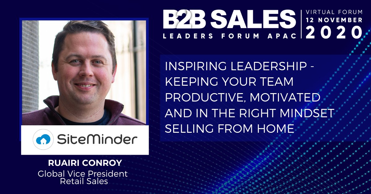 Speaking at APAC’s first B2B Sales Leaders Forum, our own Ruairí Conroy will reflect on his journey through the pandemic so far, and offer advice to other sales leaders managing teams remotely.

Be sure to be part of the conversation on November 12 ⏰ → bit.ly/3le2wRD