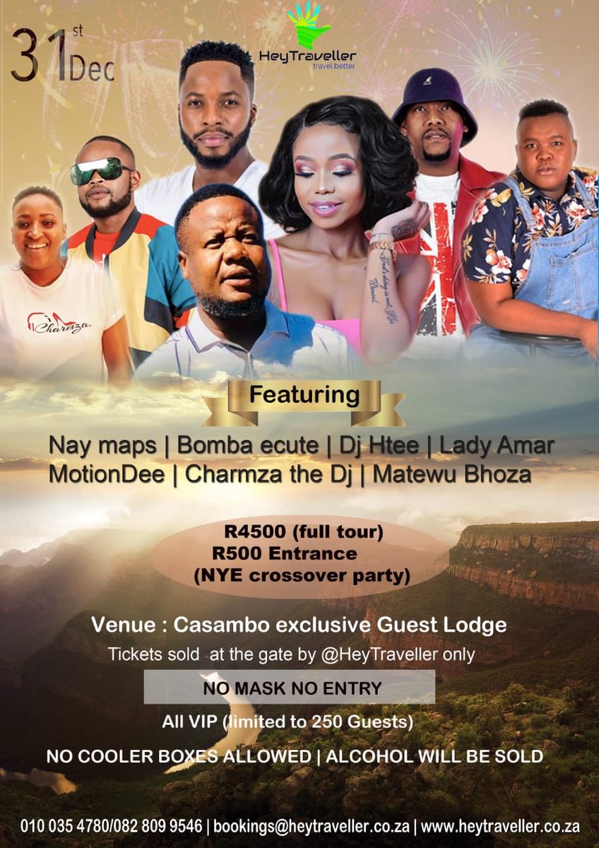 Dagudy's tweet photo. #Ginimbi 

We decided to skip to the festivities. Join us as we kick start 2021 in the scenery of the beautiful Mpumalanga. 

Tour Date: 29 Dec - 02 Jan 2021
Crossover Party: 31st Dec 2020. 
Book now and let's create memorable adventures. 
Pick up and drop off from: JHB/Midrand. https://t.co/6k5dNRyEV2