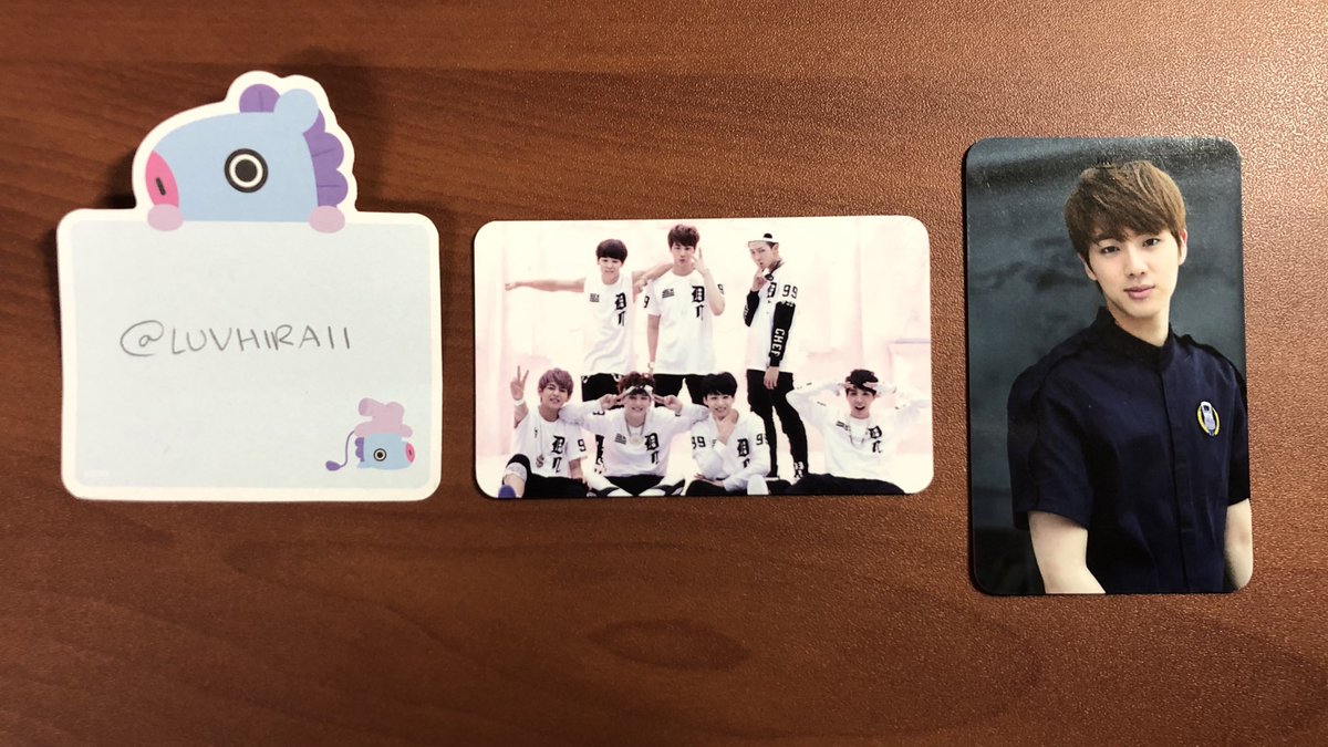LUVHIRAII's tweet photo. [WTS/WANT TO SELL] 

O!RUL82 Official Jin and Group Photocard Bundle 

want: both for $20 (willing to negotiate!)

USA/Possibly CA Only ! 

dm for more details and proofs ! 

@BTStrading_USA @BTS__TRADING @kpoptradeusa @photocard_kpop @kpopthriftshop @btstradingpc @pctradeusa https://t.co/McOU4L8JhJ