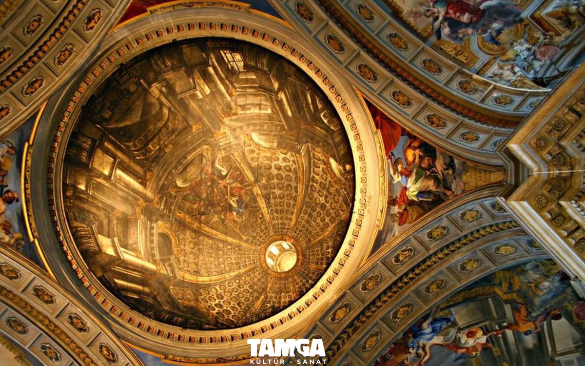 TamgaSanat's tweet photo. 🎨İtalyan ressam ve mimar Andrea Pozzo (1642–1709), Barok dönem illüzyonist duvar resminin en iyi temsilcilerindendir.

"Roma Aziz Ignatius Kilisesi"nin bu fotoğrafında kubbe yoktur. Sanatçı, kubbe inşasına yeterli alan olmadığı için resimlerle kubbe görüntüsü oluşturmuştur. https://t.co/t1nBJITiRR