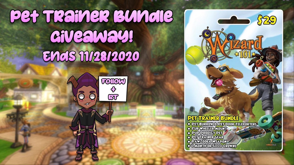 lowercasetwo's tweet photo. Wizard101 Pet Trainer Bundle Giveaway! 🐶

To enter, you must:
• Follow me
• RT this post

This giveaway ends on 11/28/2020 @ 11:59pm EST! I will pick the winner through a random name generator. Good Luck to everyone! If you have any questions, feel free to comment them! https://t.co/eHvfrlDFWP