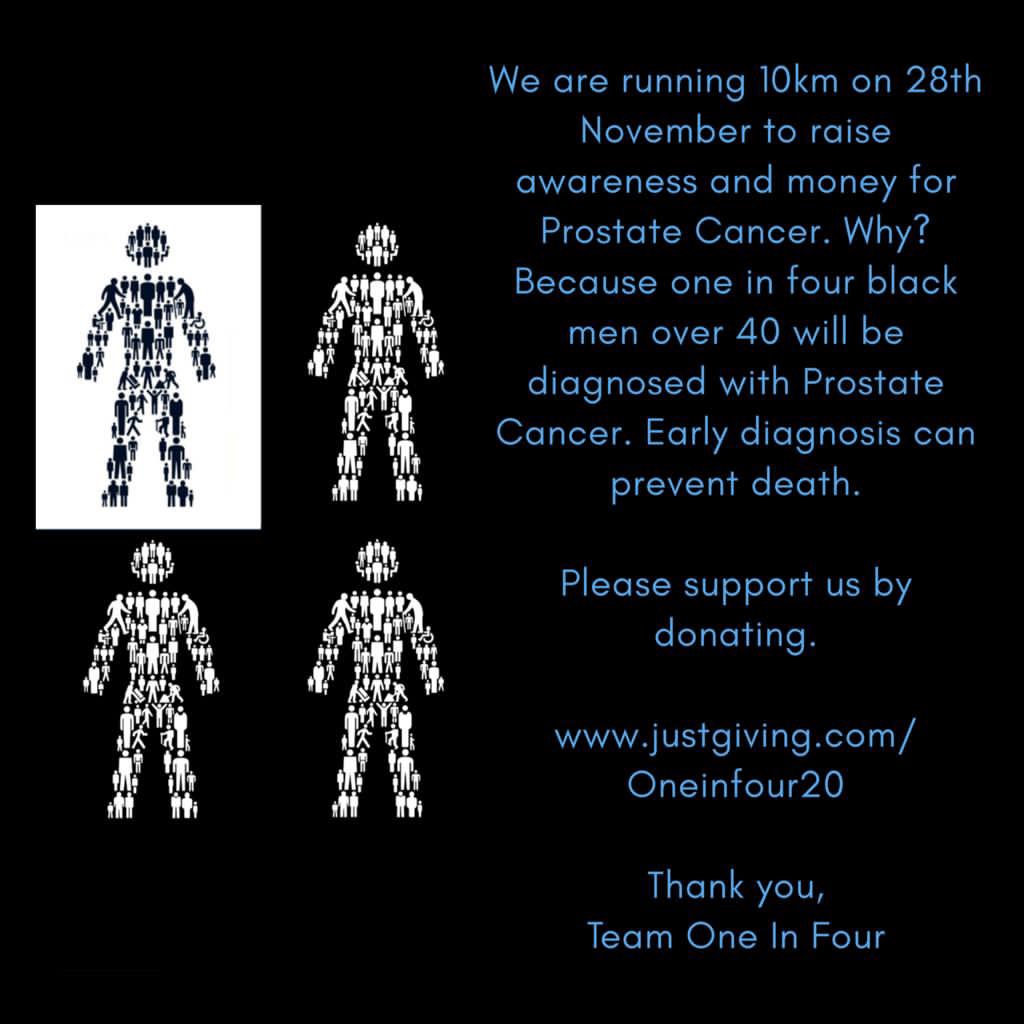 itsdapoet's tweet photo. I’ll be joining #teamoneinfour for the lockdown edition of the 10k fundraiser for @ProstateUK if you are able to donate, please do. If not, positive vibes are also greatly appreciated! #getchecked #prostatecanceruk https://t.co/nFes7KGTZW