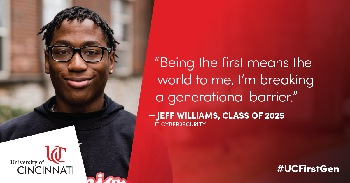 uofcincy's tweet image. Through groundbreaking programs, financial assistance, and personalized academic advising, UC helps first-generation students lift themselves and generations to come. Learn more: on.uc.edu/3mUfrsq #UCFirstGen #CelebrateFirstGen