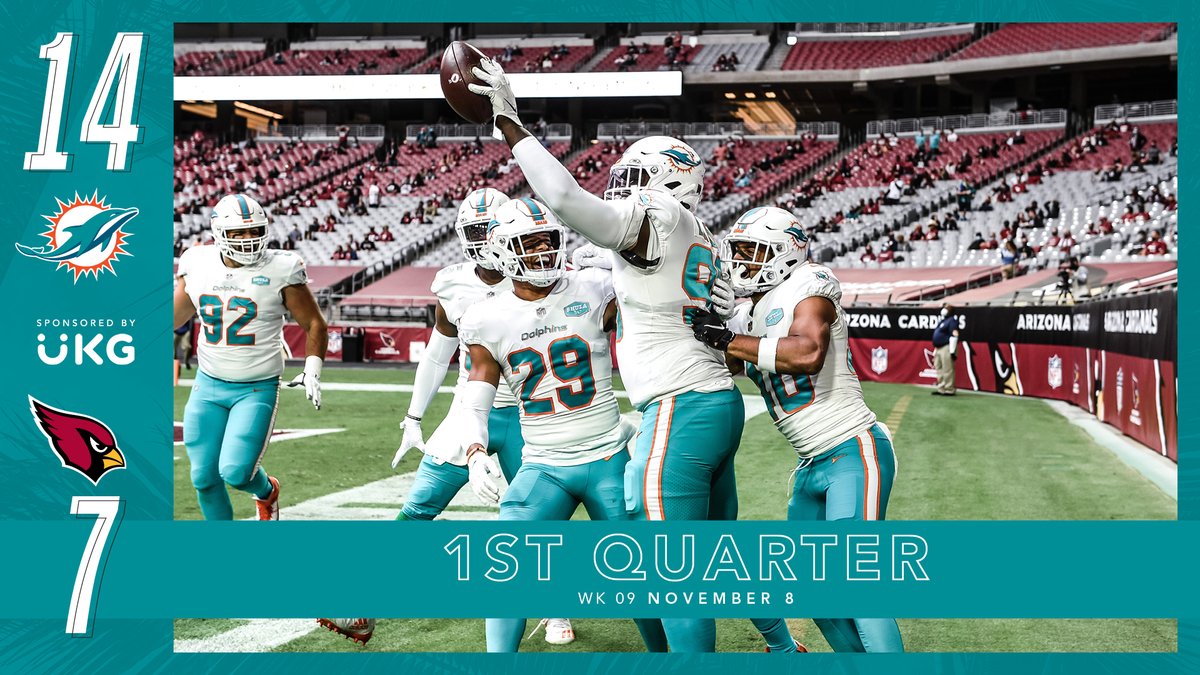 - <a href="/Shaq_Lawson90/">Shaq Lawson</a> TD ☑️
- Jordan Howard TD ☑️
- First Quarter ☑️

#FinsUp x <a href="/UKGInc/">UKG</a>