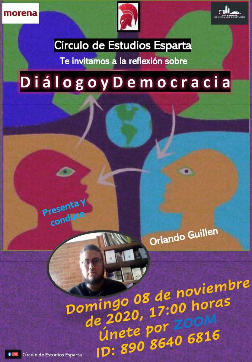 AMmoBJ_'s tweet photo. Hoy, como cada semana, los invitamos al Círculo de estudios Esparta @KarunaCirculo a las 17:00h. 

Hoy reflexionaremos sobre «Diálogo y Democracia» 

¡Lxs esperamos! https://t.co/ZwzaTCBGLb