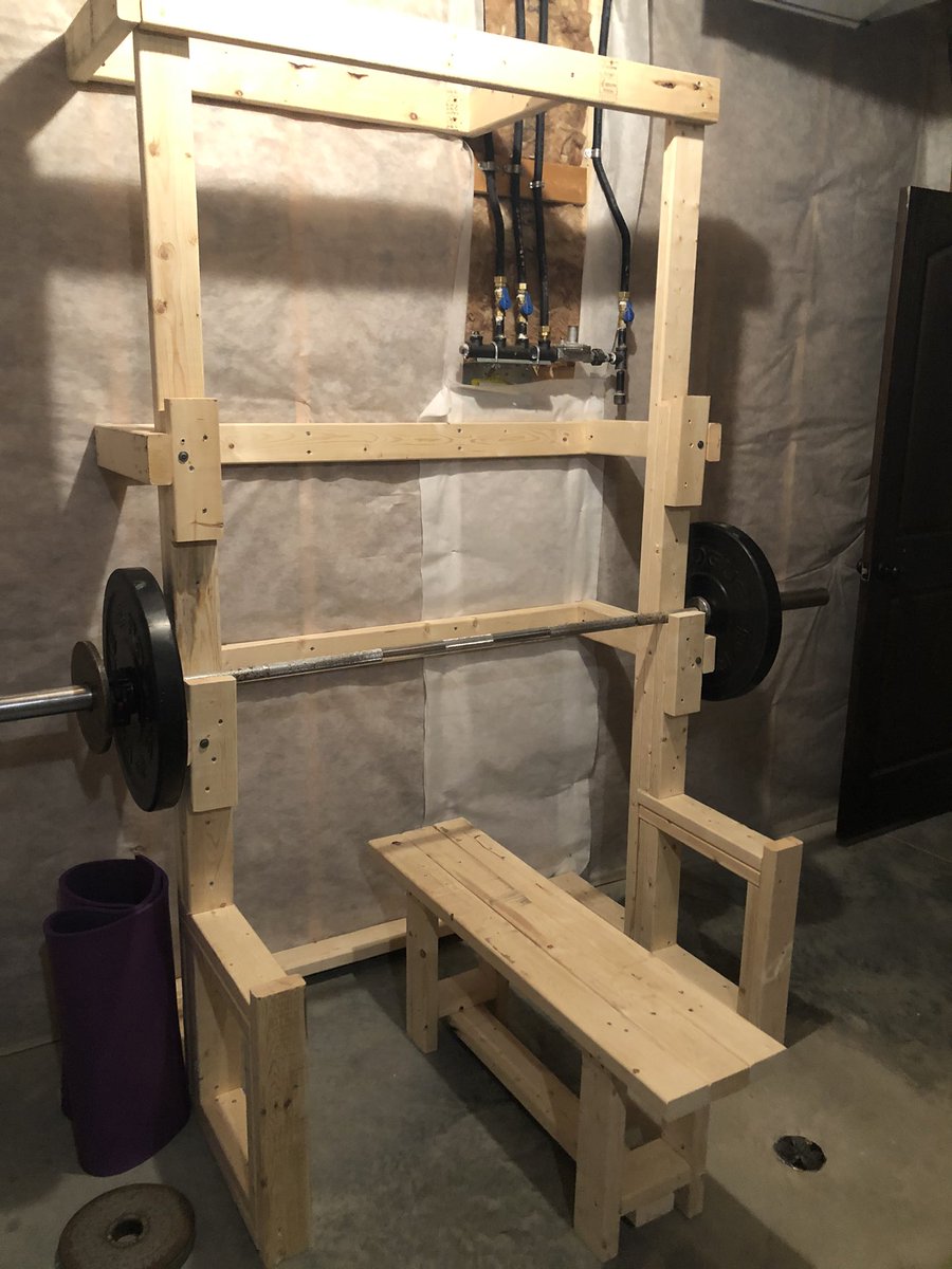 I go outside to smoke ribs today and <a href="/KayahBahMalecek/">kayahbah</a> goes downstairs and builds a squat rack #thiswomancandoitall