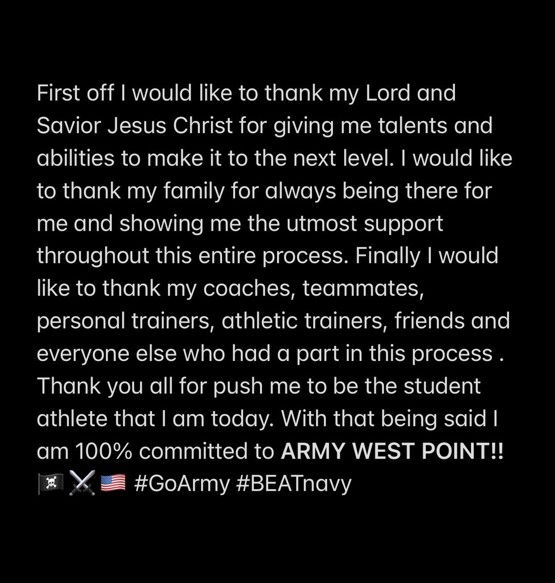 wlyles21's tweet photo. C O M M I T T E D ❗️#GoArmy #BEATnavy @causey_tom @TankWright https://t.co/Tw8UWZ2i8l