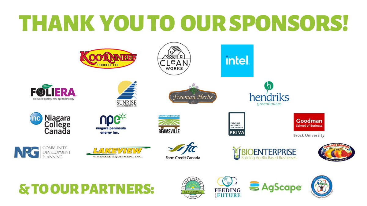 AgritechH's tweet photo. Thank you SO MUCH to our amazing sponsors and partners. We could not have done this without you and your support. Thank you for your genorosity and for making this event happen 💚 https://t.co/KxC8n3QNpf