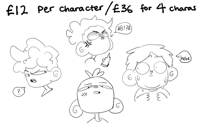 [RT pls??]
Cheeb sketch comms are open till I reach my Ko-fi goal!!
I can only offer this style atm cuz I can't handle bigger ones  ?
I can do silly little expressions, DM me if you're interested !!
Payment thru Ko-fi only after I approve !!
✨https://t.co/b5daJ6yAHi 