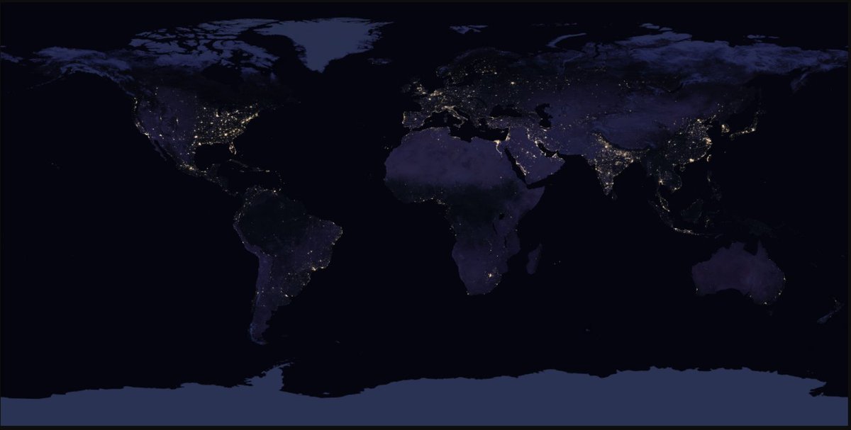 D'ailleurs la vue satellitaire la plus complète à ce jour provient du satellite météorologique Suomi NPP de la NASA  (lancé en 2011) qui a recréé une vue globale de ce phénomène grâce à des centaines de vues nocturnes :