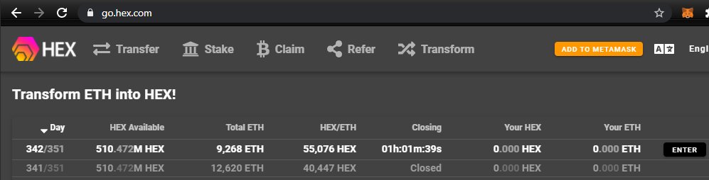 HEXcrypto's tweet photo. HEX has increased in supply by about 1.4 billion coins a day over the last year. Tonight is the 342nd of 351 days you can transform ETH into HEX at https://t.co/yxVu3scZ3i. New users will have to buy on the market after that. That's only days away! https://t.co/WiNV01CjSN