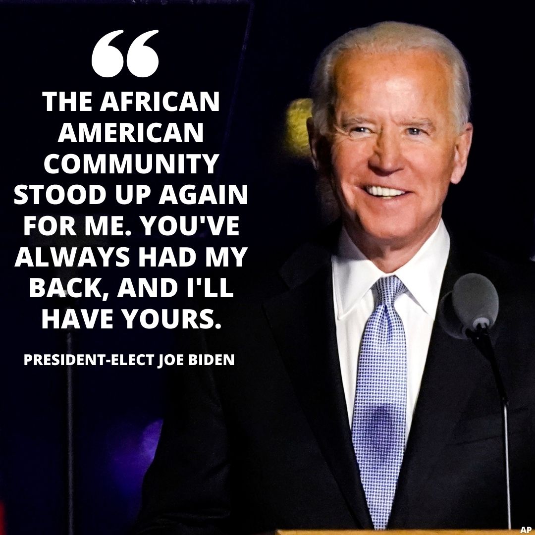WLBT's tweet image. Nine in 10 Black voters nationwide supported Presient-elect Joe Biden, according to a survey by the Associated Press. bit.ly/2U6cCrN