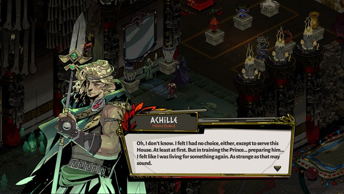 sp_holo's tweet photo. Hey @SupergiantGames , just noticed that  in the french version of Hades, a bubble in a talk between Achilles and Nyx is not translated in french.
(Btw this is just a detail, your game is awesome :D ) https://t.co/qDBTyLN0ns