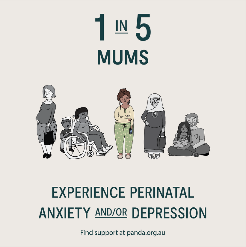 PANDAaustralia's tweet photo. One in five mums will experience perinatal anxiety and / or depression. Learn more about the signs and symptoms: https://t.co/LWGDFuICg8 #pandaweek2020 #tellsomeonewhocares https://t.co/UlFRSu3vXO