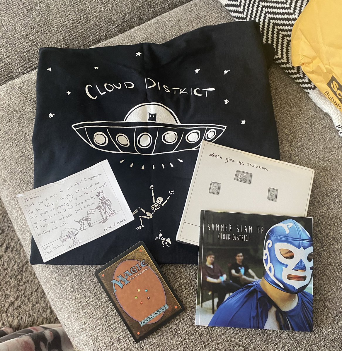 I got a package today from one of my favorite bands, <a href="/CloudDistrict_/">Cloud District *New EP Streaming!*</a>, and I’m crying it was so sweet! ; w ; 💖thank you so much for the note and the cds! I adore you all and your music so much!