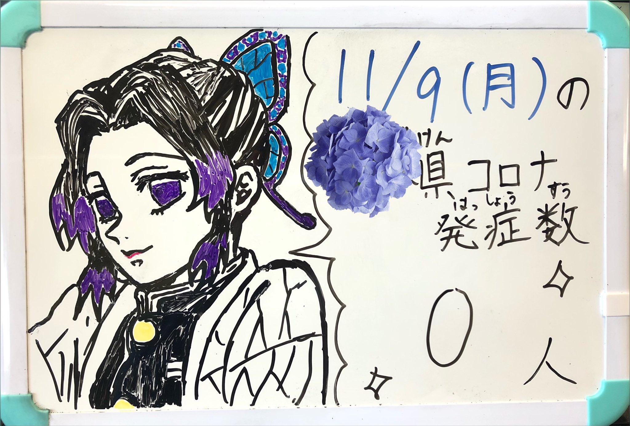 Sakuko ホワイトボード 胡蝶しのぶ 蟲柱 今週の職場のホワイトボード ホワイトボードに使ってるペンは コスパ最強 安定の Ohuhu 様のです 鬼滅の刃 ホワイトボードイラスト Demonslayer Kimetsunoyaiba Drawing イラスト 絵 絵描き