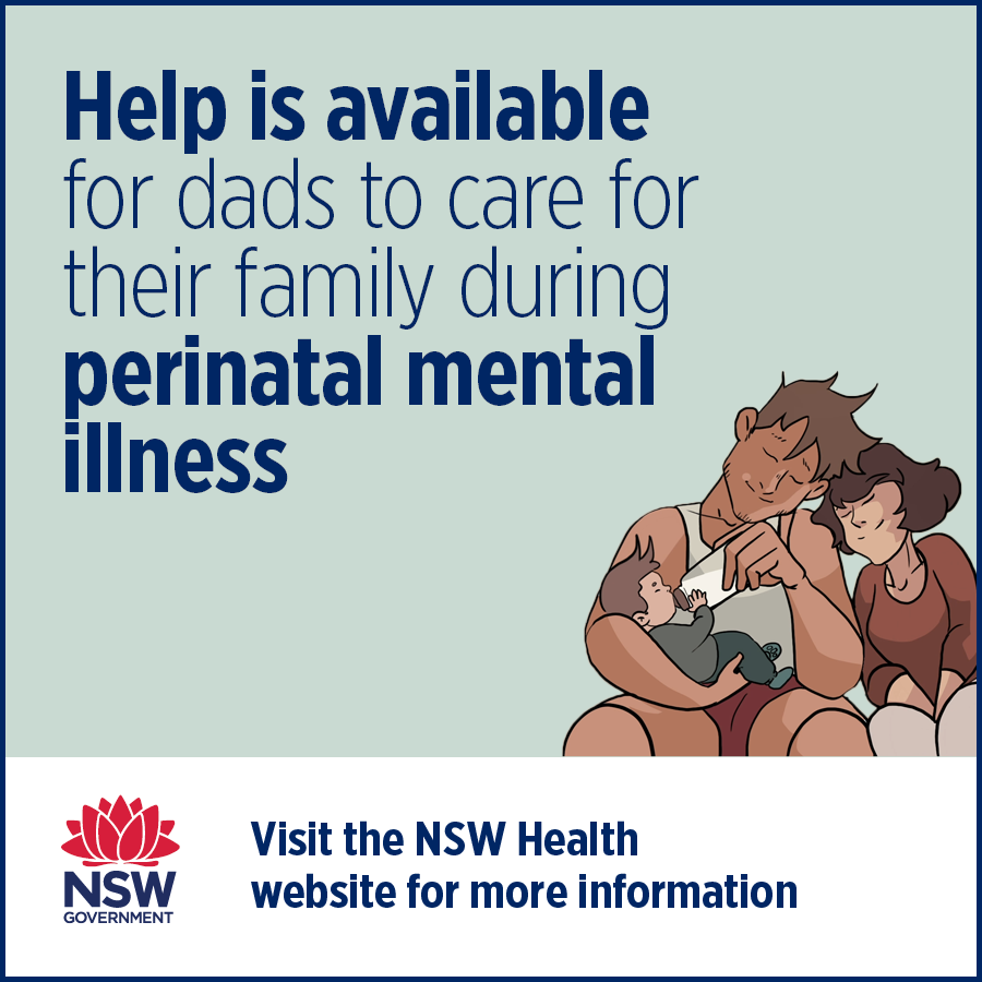 NSWHealth's tweet photo. .@NSWHealth, led by the Perinatal &amp; Infant Mental Health team in @SEastSydHealth, has launched a series of videos and tips for dads whose partners are unwell &amp; unable to take care of the baby while they receive treatment https://t.co/rQN3G7XDve #PANDAWEEK2020 #TellSomeoneWhoCares https://t.co/siOocIXzf6