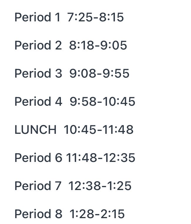 ccville2022's tweet photo. Tomorrow is the start of hybrid school. We want to wish a safe and healthy week to all of the students, faculty, and staff returning to the buildings. Here is our new bell schedule for this process!  🔴⚫️ https://t.co/0XLXE5vVRC