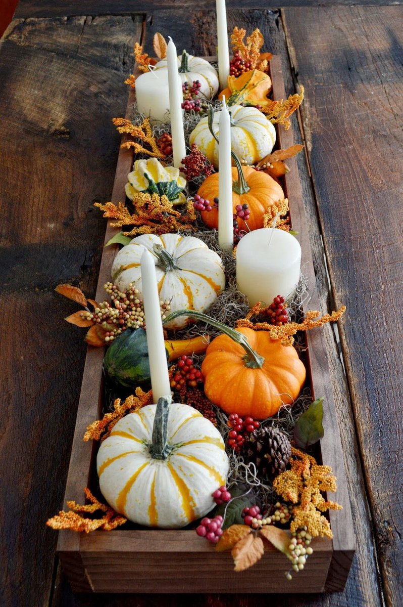 DMCRefined's tweet photo. decor tip: use your leftover Halloween pumpkins to make unique Thanksgiving centerpieces! take a look at these for inspiration 😍 #ThanksgivingAtHome https://t.co/NUy16PNoIo
