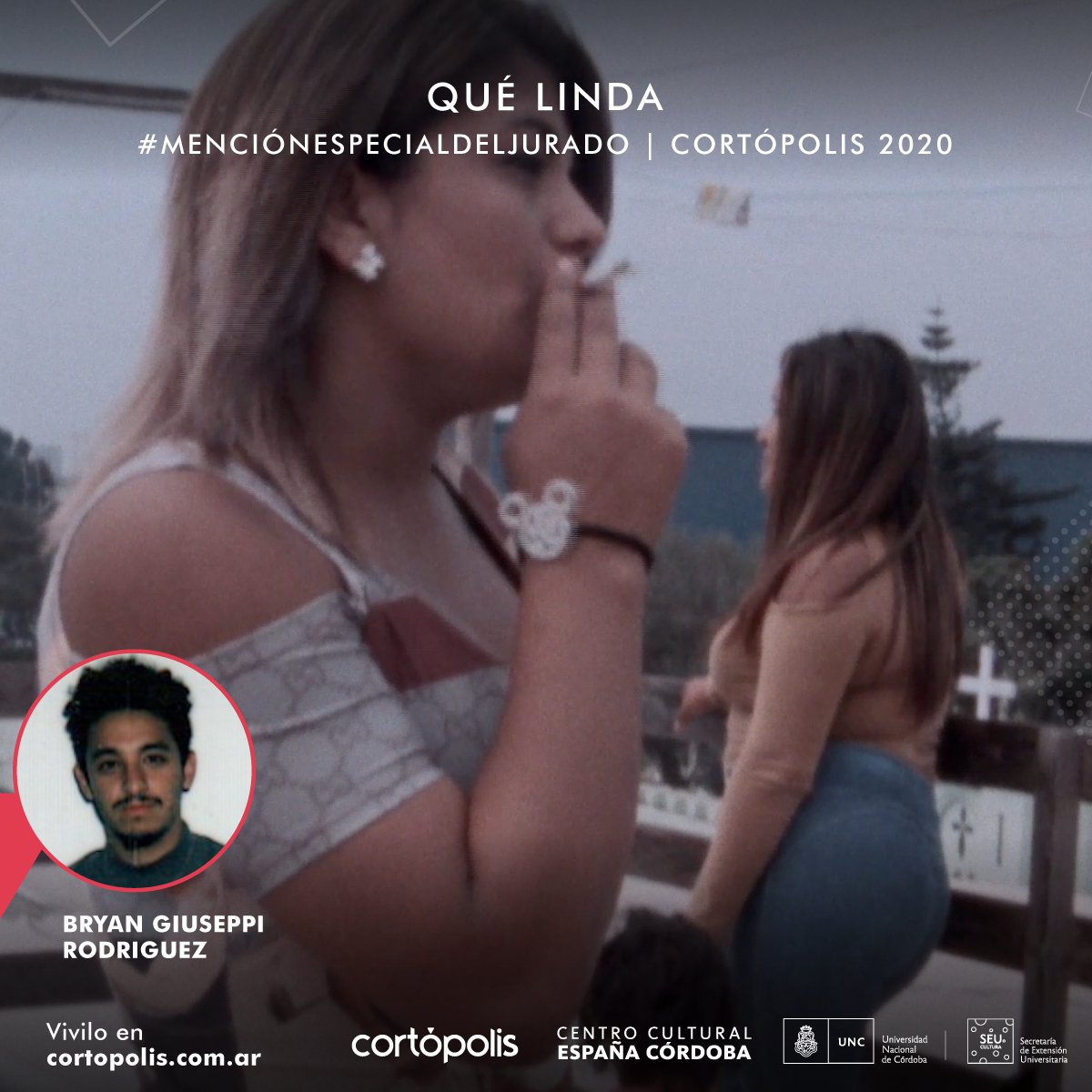 cortopolis's tweet photo. Felicidades a "¡Qué linda!" de Bryan Giuseppi Rodriguez por su Mención Especial en su participación de la Muestra Competitiva de Cortópolis 2020 IX Festival Latinoamericano de Cortometrajes. 🎥

👏👏👏👏👏👏

#premios #cortopolis #festival #argentina #cine #cortos https://t.co/OhuclD3qzY